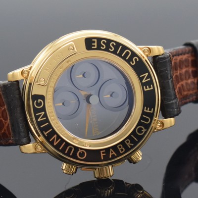 27127476e - QUINTING seltener Armbandchronograph mit mysterieuser Zeitanzeige in GG 750/000, quarz, ...