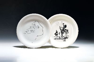 Image 2 plates with motifs after Pablo Picasso (1881-1973), Limoges, 1970s, porcelain, printed ...