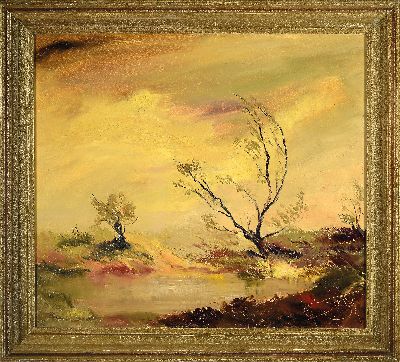 27127486k - Karl Philipp Spitzer, 1887-1954 Speyer, Altrheinlandschaft im Abendrot, rechts unten ...
