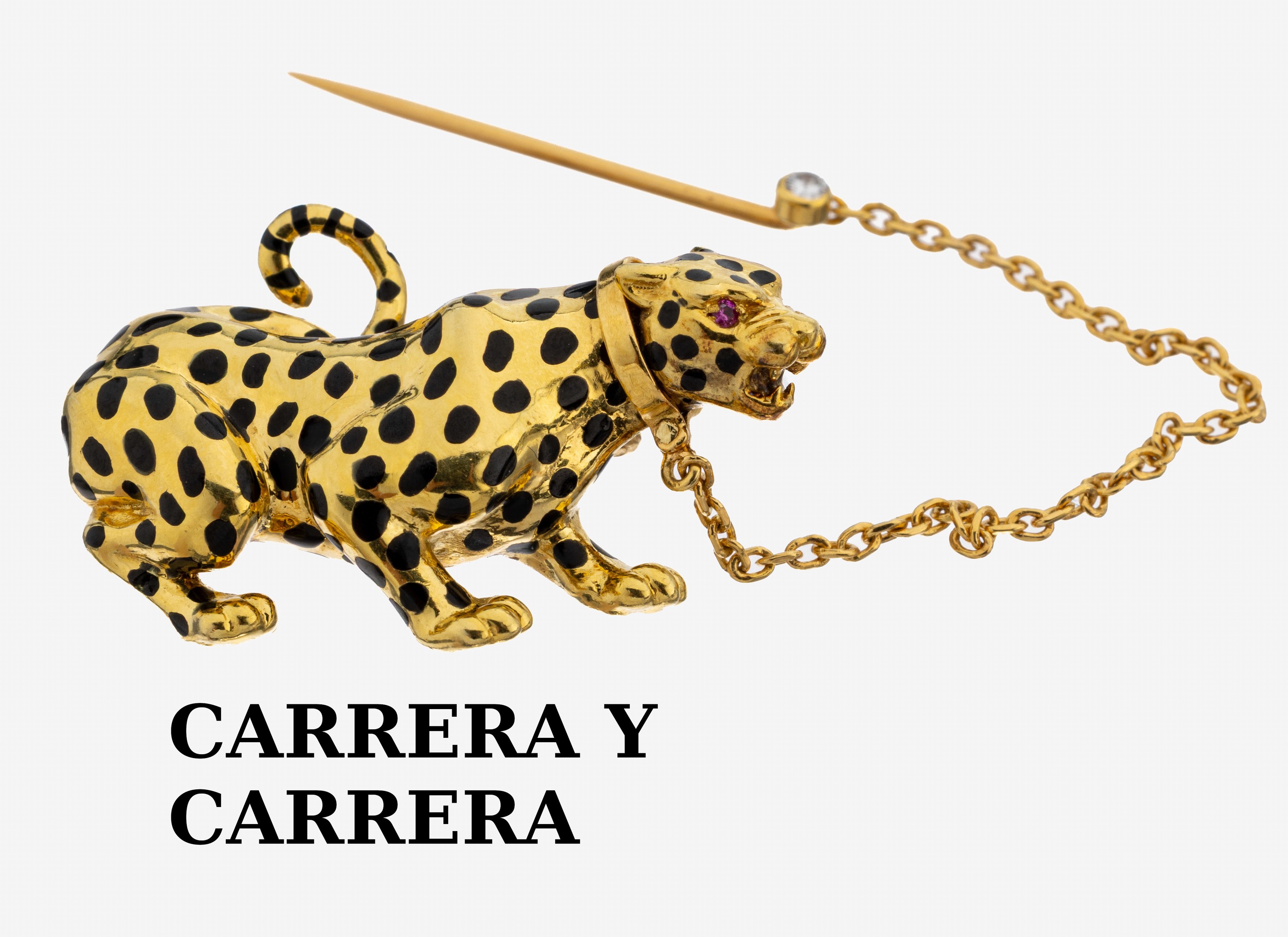 Image 27127635 - 18 kt Gold CARRERA Y CARRERA Rubin-Brillant- Brosche, GG 750/000, plastische ...