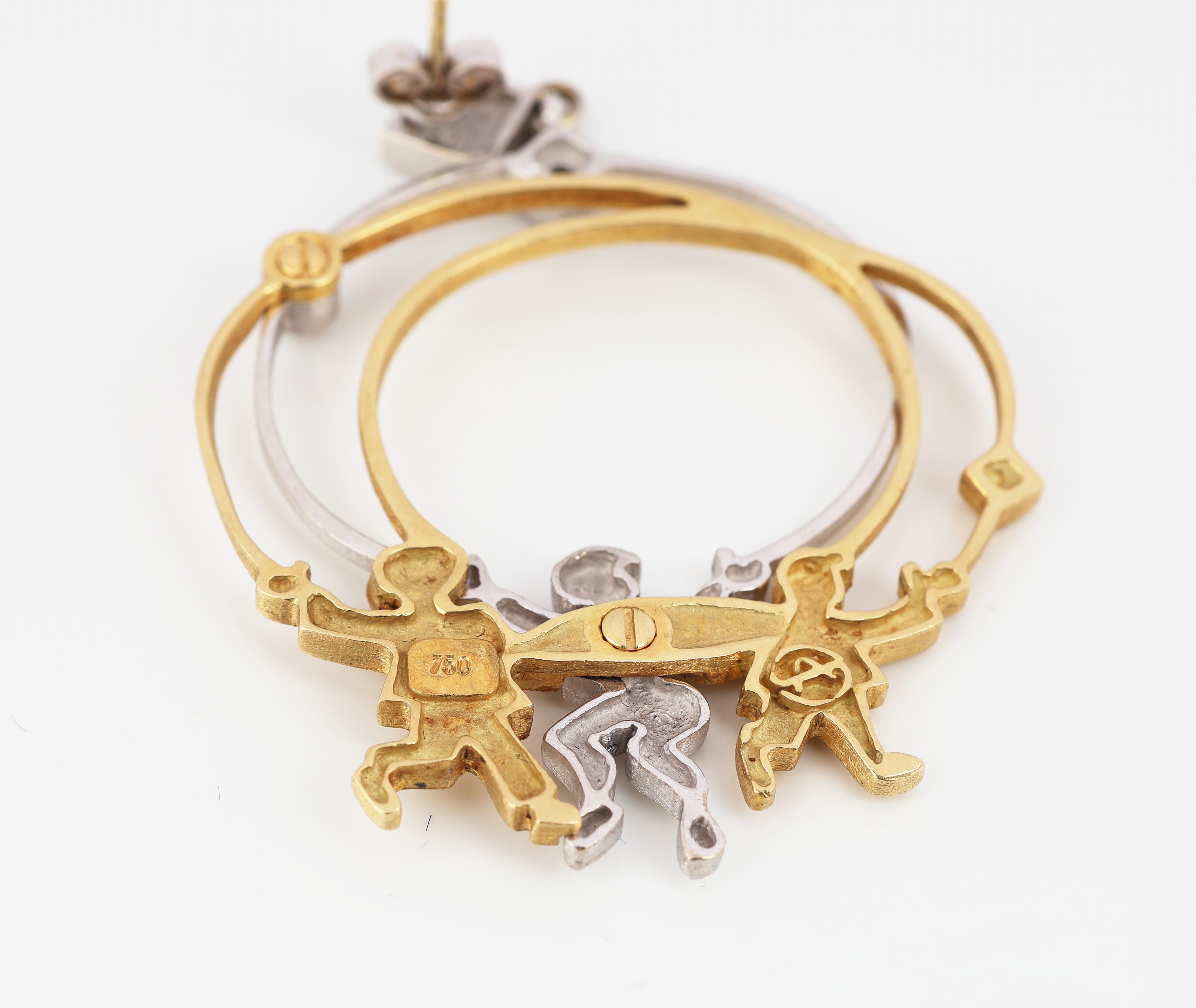 Detail b: Einzelner 18 kt Gold Brillant-Ohrstecker, GG/WG 750/000, qualitätvolle Verarbeitung, figürliche Darstellung, Brillant ca. 0.03 ct Weiß/si, L. ca. ...