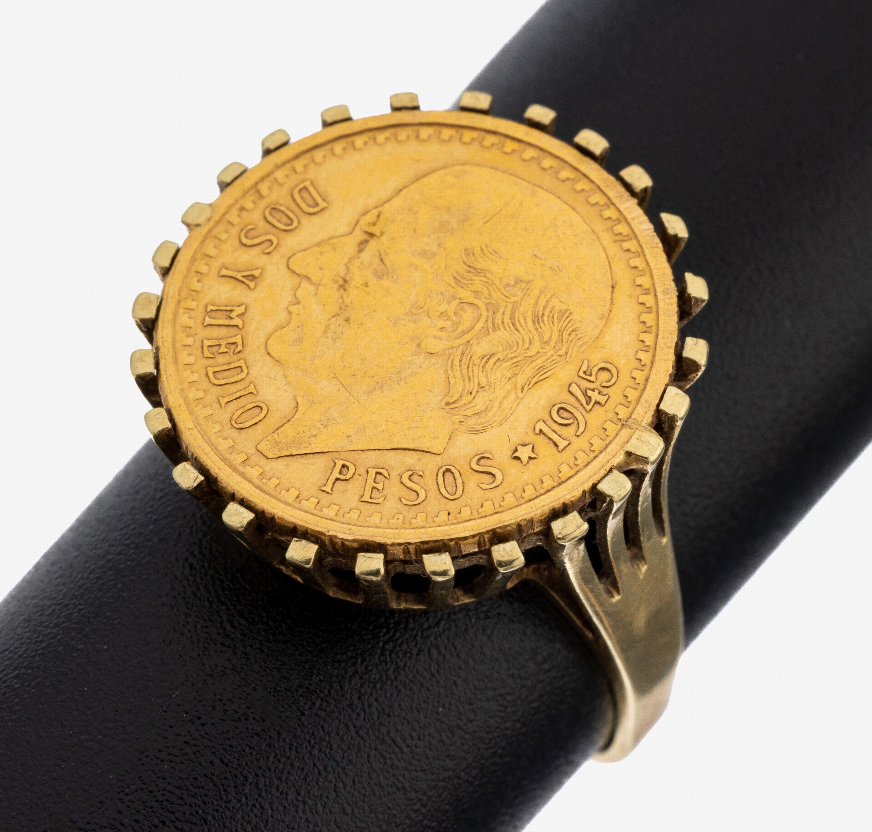 Image 27127650 - 14 kt Gold Münz-Ring, 1950er-60er Jahre, GG585/000, lose gefasste Goldmünze 2.5 ...