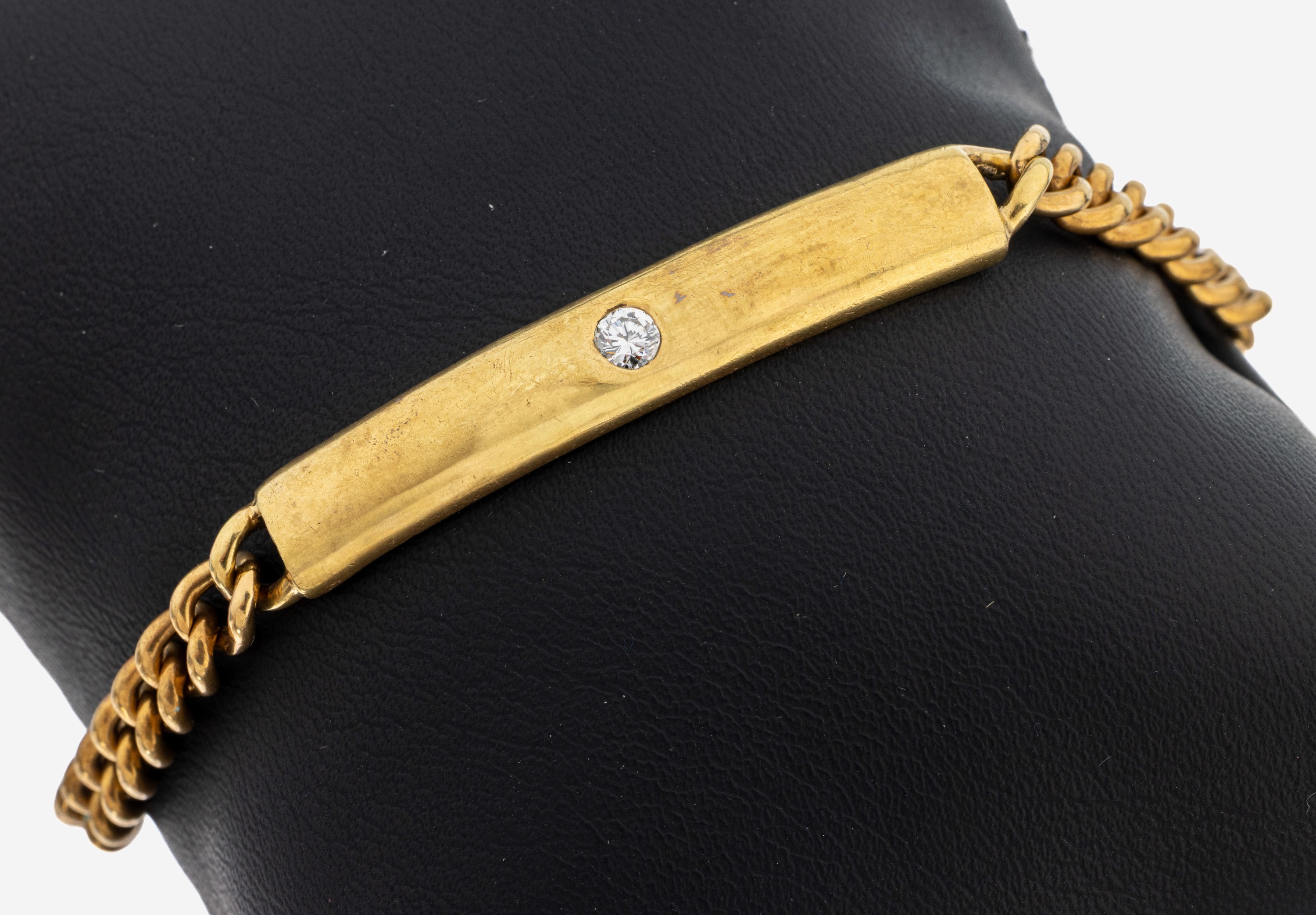 Image 27127661 - 14 kt Gold Brillant-Armband, GG 585/000, Mittelteil l. gebogen, Brillant ca. 0.15 ct ...