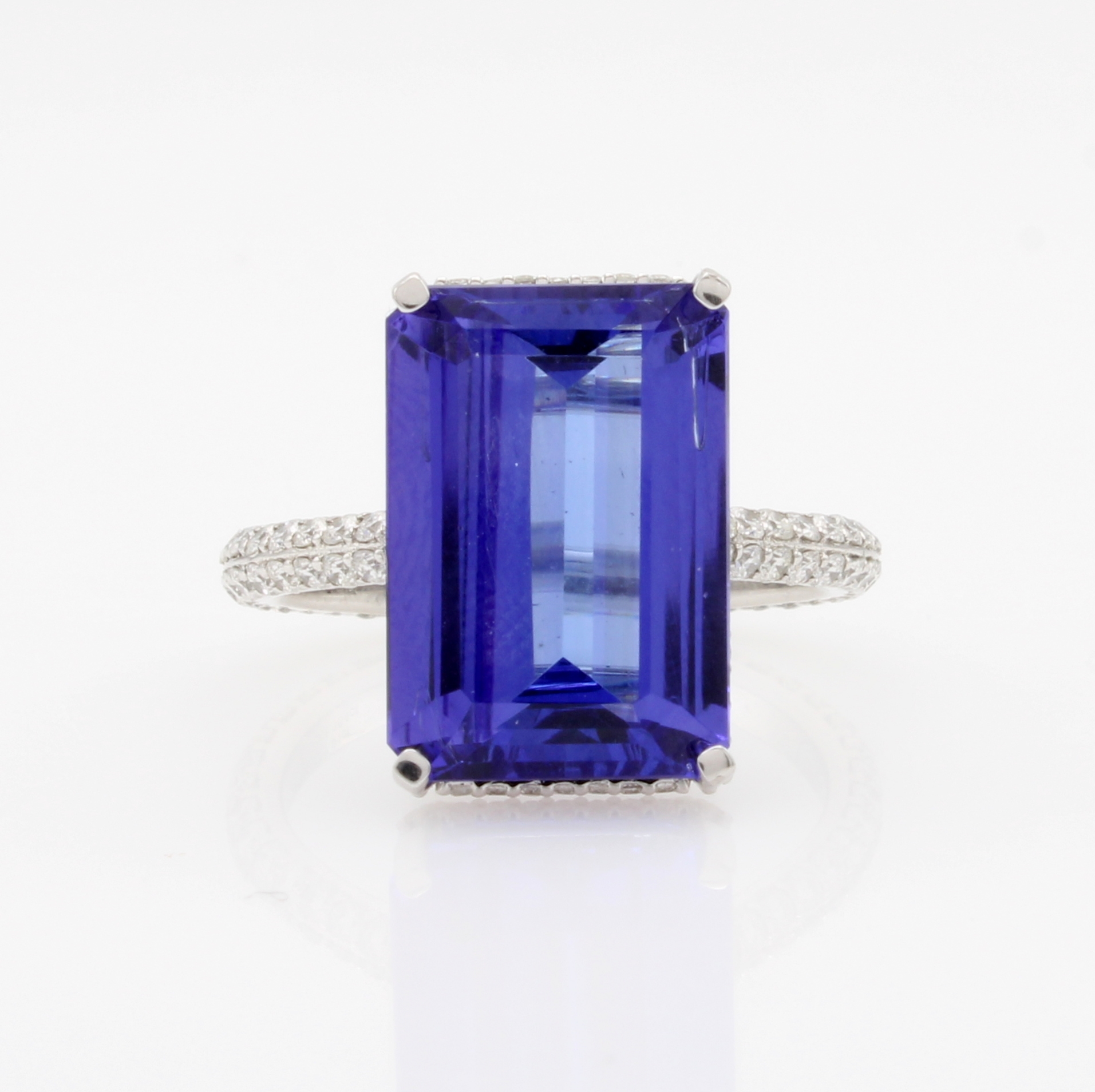 Image 27127665 - Ring mit Tansanit und Brillanten, PT 950/000, achteck. Tansanit 7.91 ct, Ringschiene u. ...