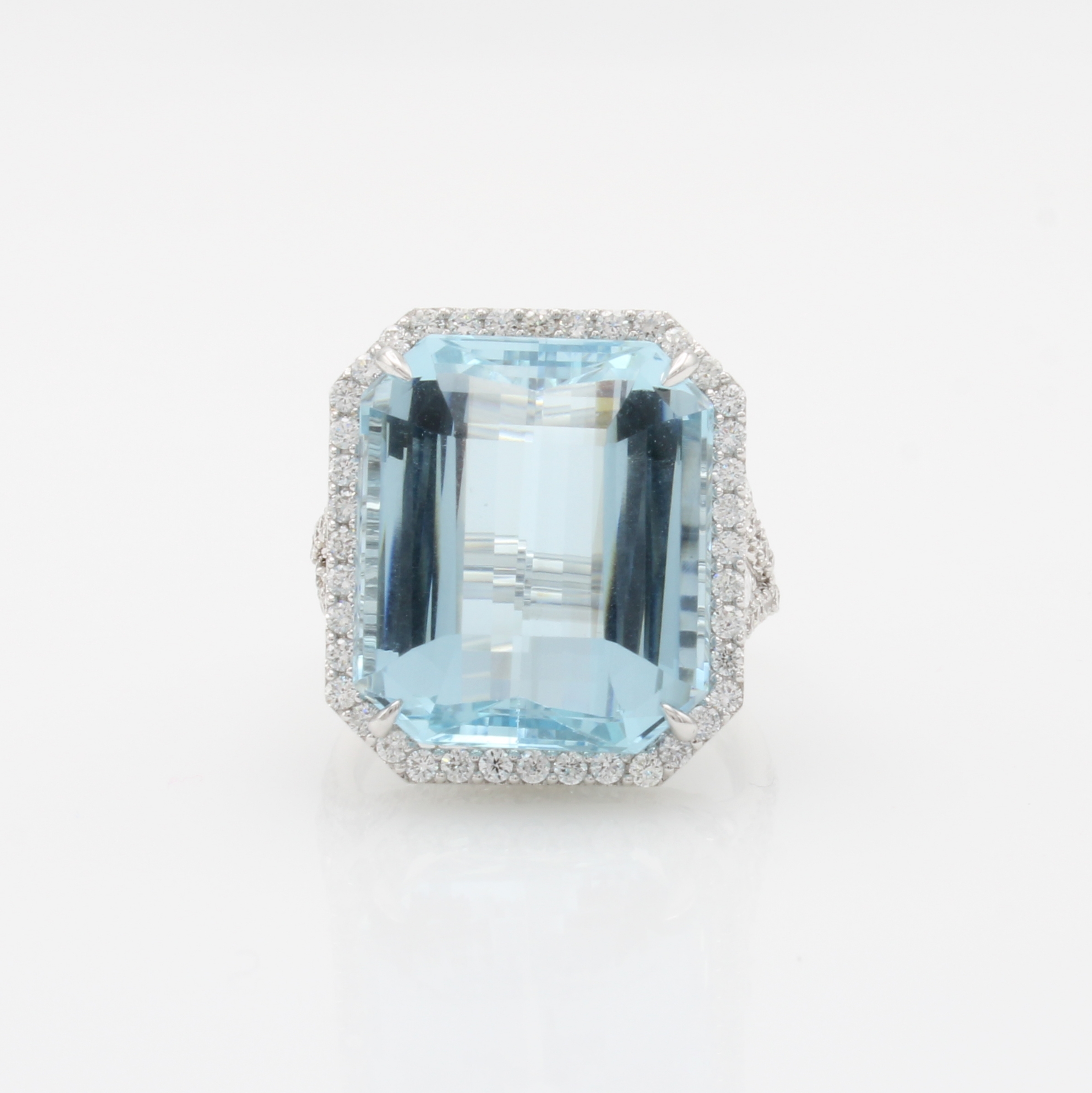Image 27127670 - Ring mit Aquamarin, Diamanten und Brillanten, WG 750/000, Unterkaderung in verspieltem ...