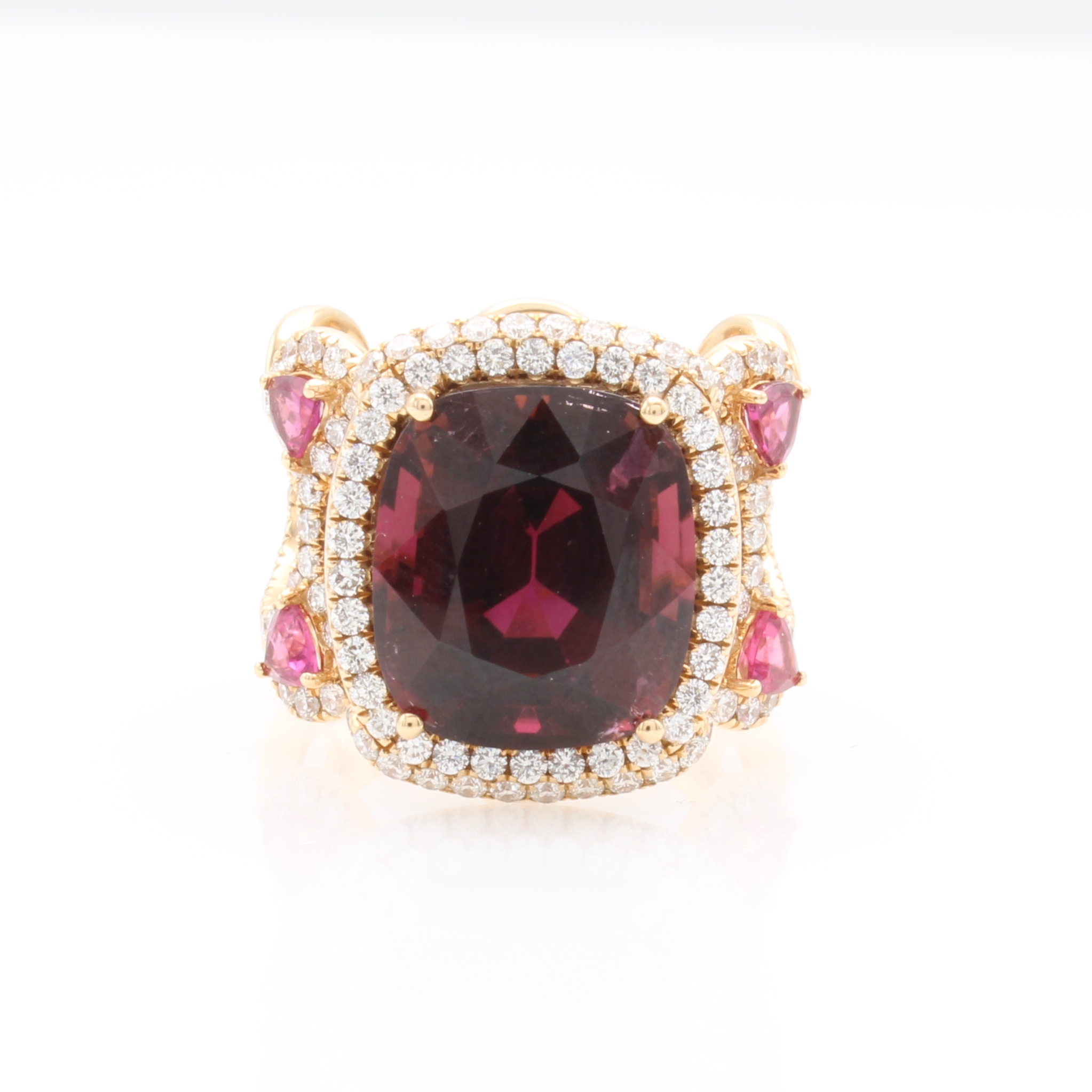 Image 27127676 - Ring mit Farbsteinen und Brillanten, GG 750/000, Ringschiene in verschiedenförmigen ...