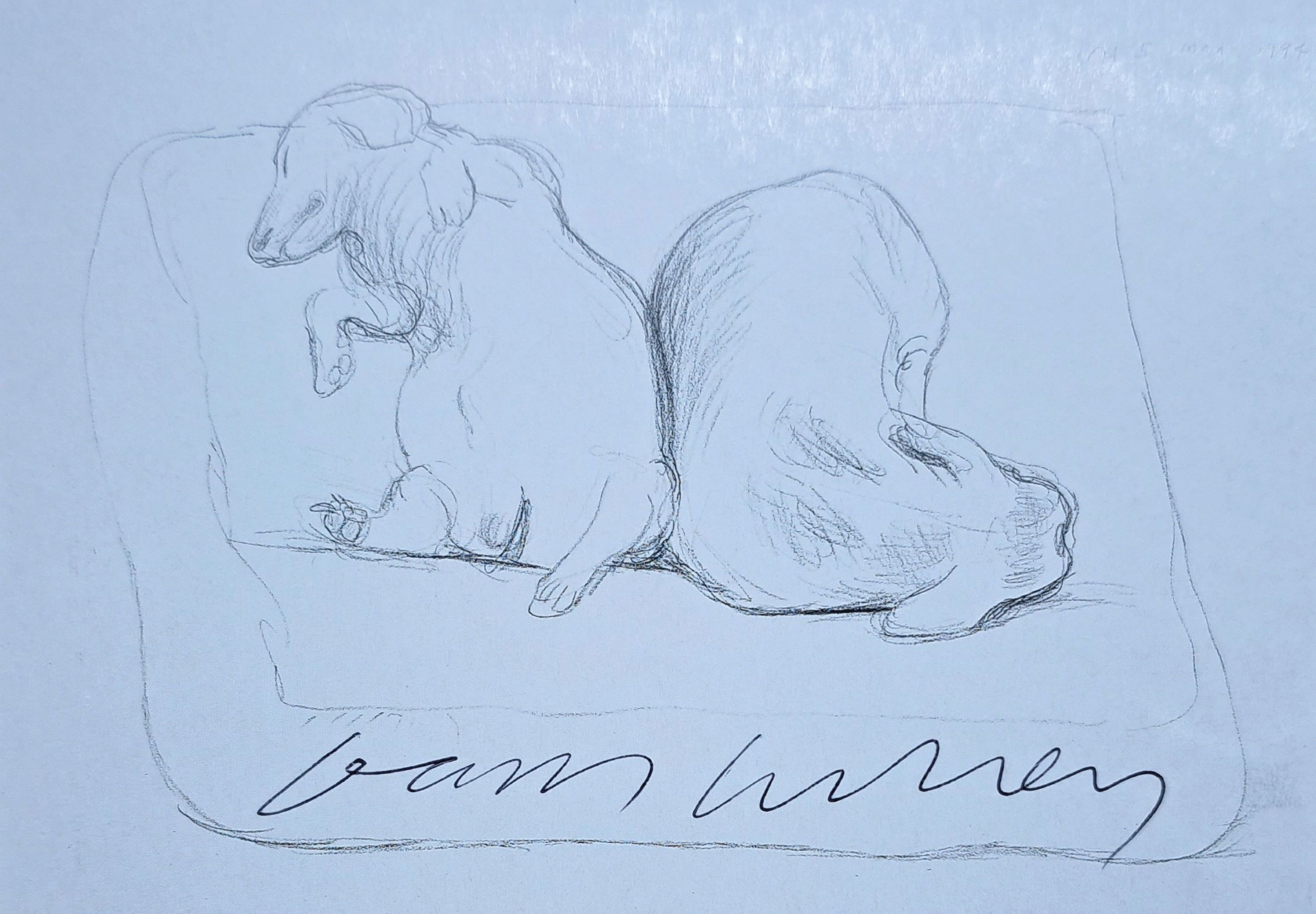 Image 27127707 - David Hockney, 1937-2026, ´Booodge and Stanley´, Kunstpostkarte, handsign., ca. 11x15,5 ...
