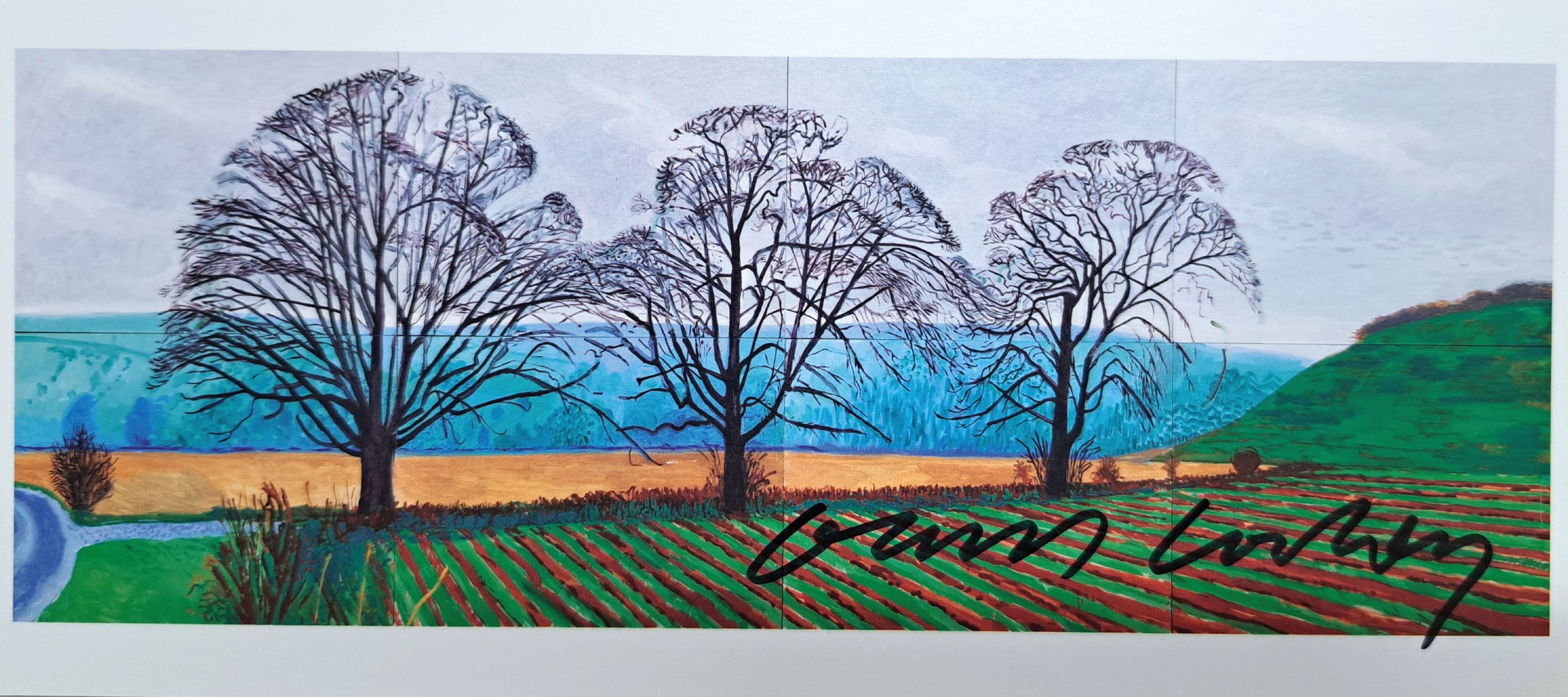 Image 27127708 - David Hockney, 1937-2026, ´Three Trees Near Thixendale, Winter 2007´, Kunstpostkarte der ...