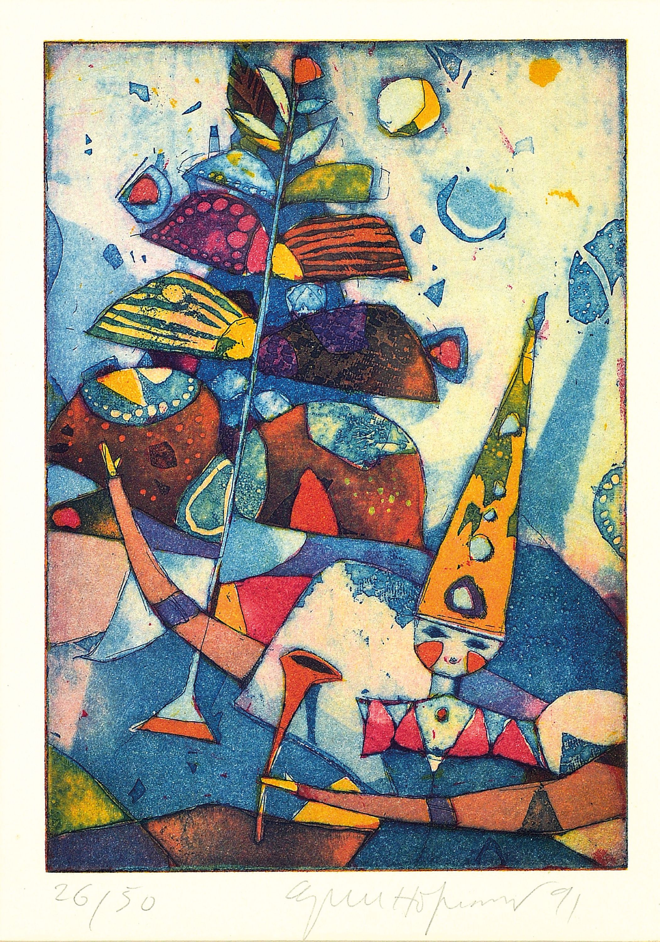 Image 27127767 - Gerhard Hofmann, geb. 1960 Worms, Harlekin in stil. Landschaft, signiert, datiert 91, ...