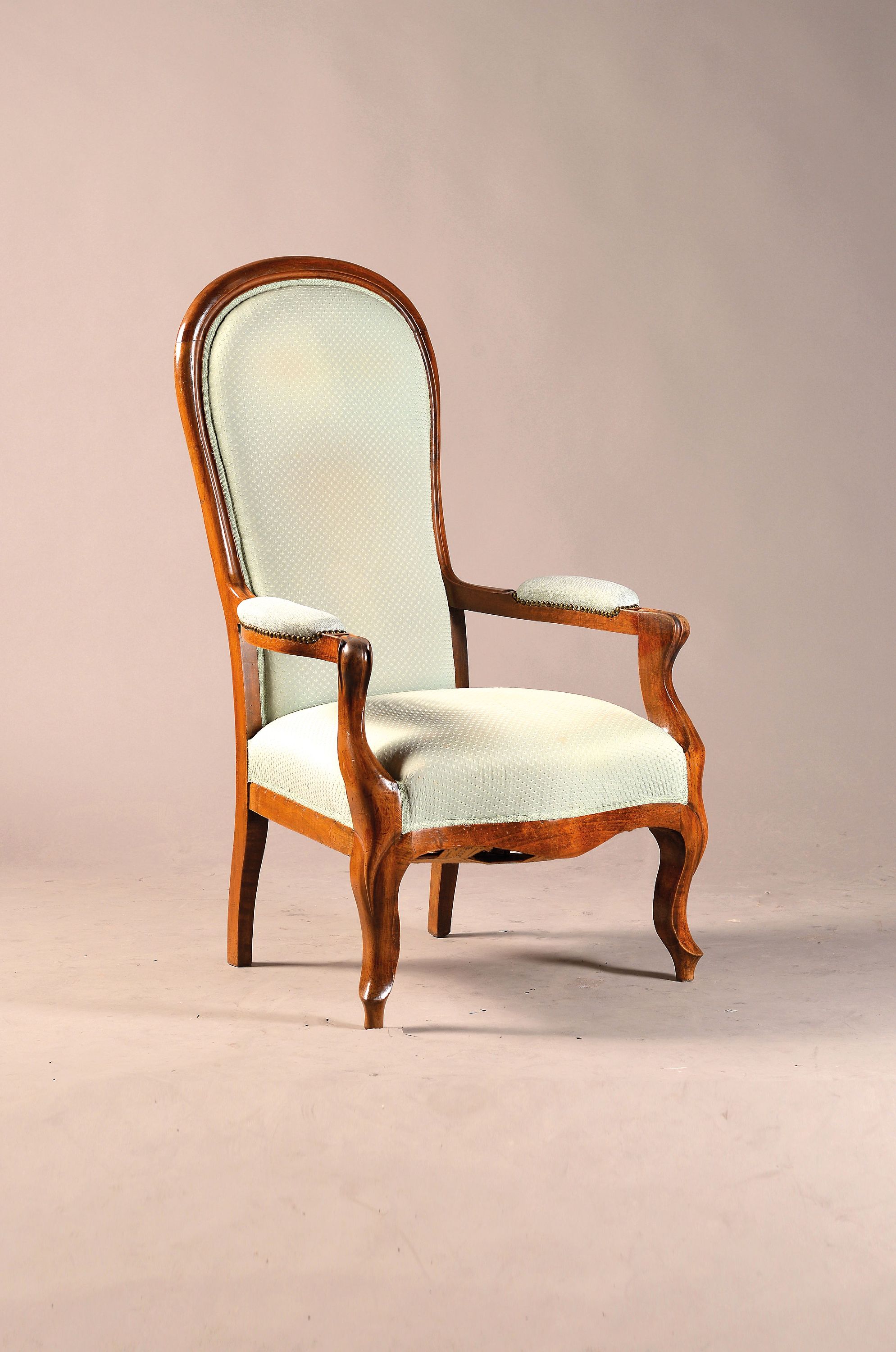 Image 27127781 - Louis-Philippe armchair, around 1860, solid walnut, upholstered and covered, ...
