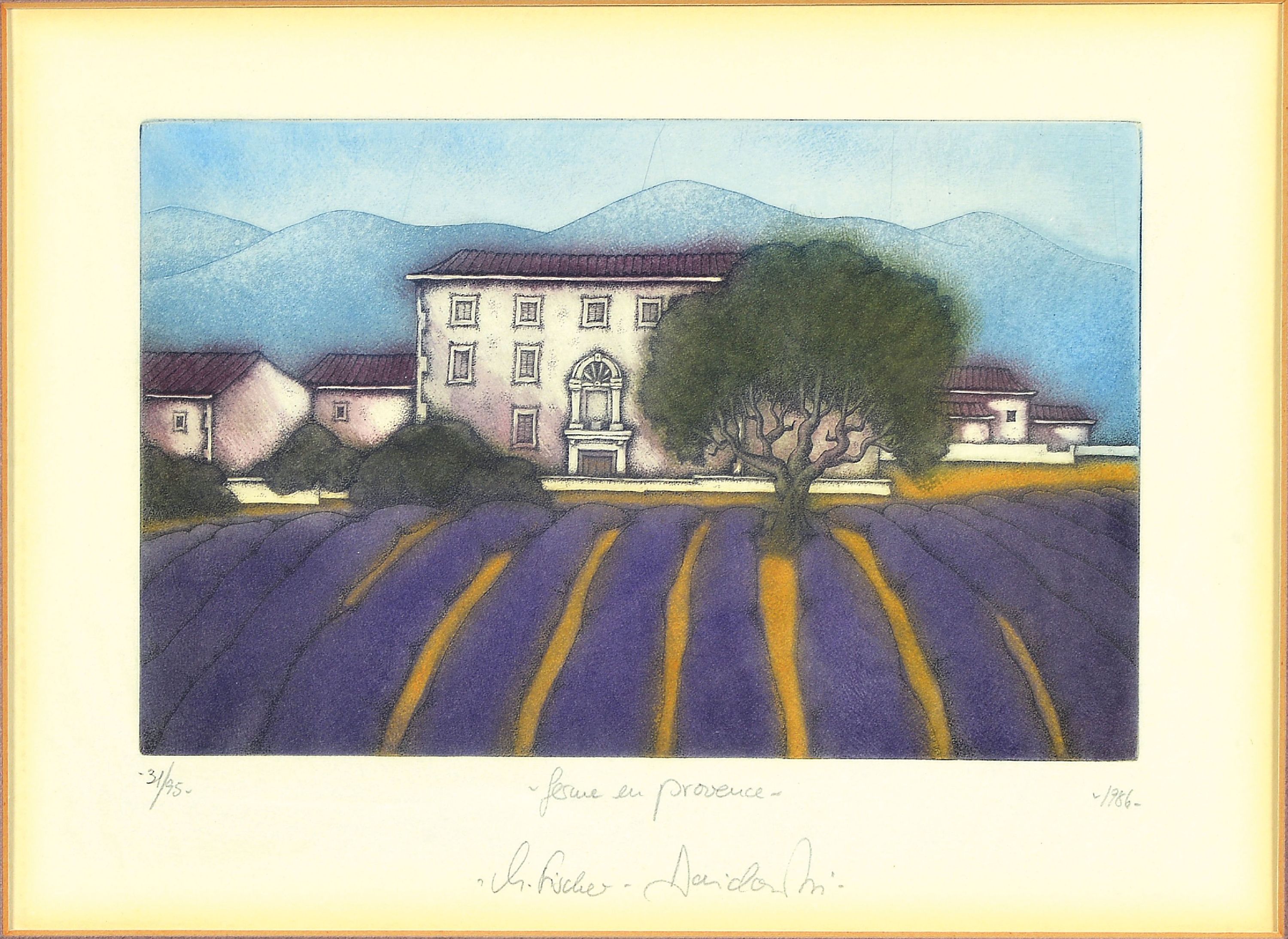 Image 27127788 - Anne Ricketts-Davidson, geb. 1952, Großbritannien, zwei Farbradierungen, Ferme en ...