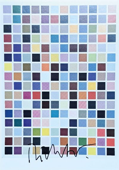 27127756k - Gerhard Richter, geb.1932, ´192 Farben´, Kunstpostkarte, handsign., ca. 15x10,5 cm