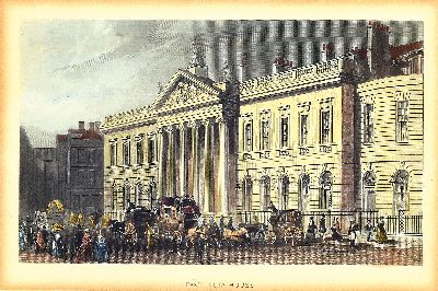 27127763b - 5 Stahlstiche, 19. Jh., East Inida House, Die Börse in Paris; Dublin; Neustadt an der ...