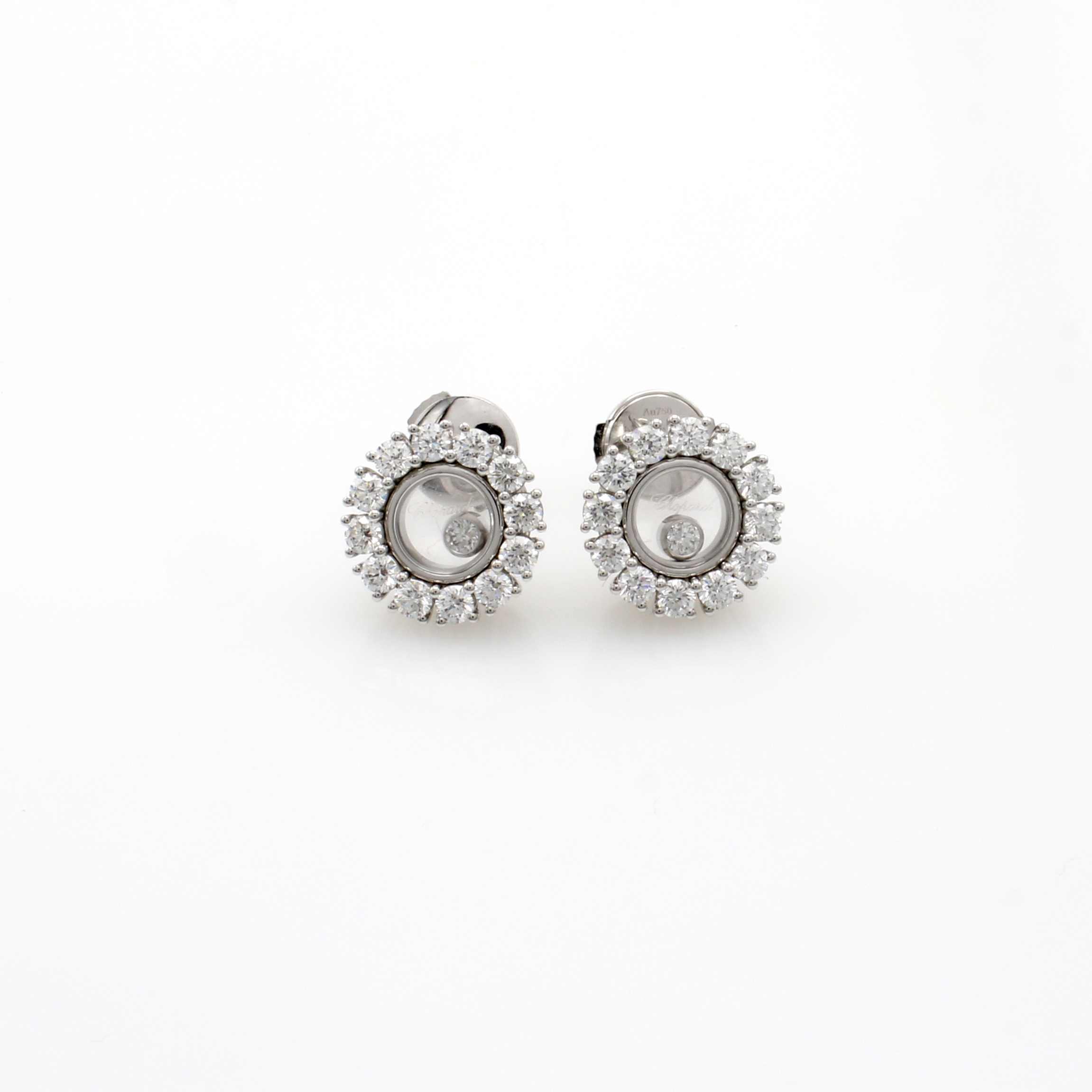 Image 27127886 - Chopard Ohrstecker Happy Diamonds, WG 750/ 000, 2 bewegl. Brill. zus. ca. 0.10 ct und 24 ...