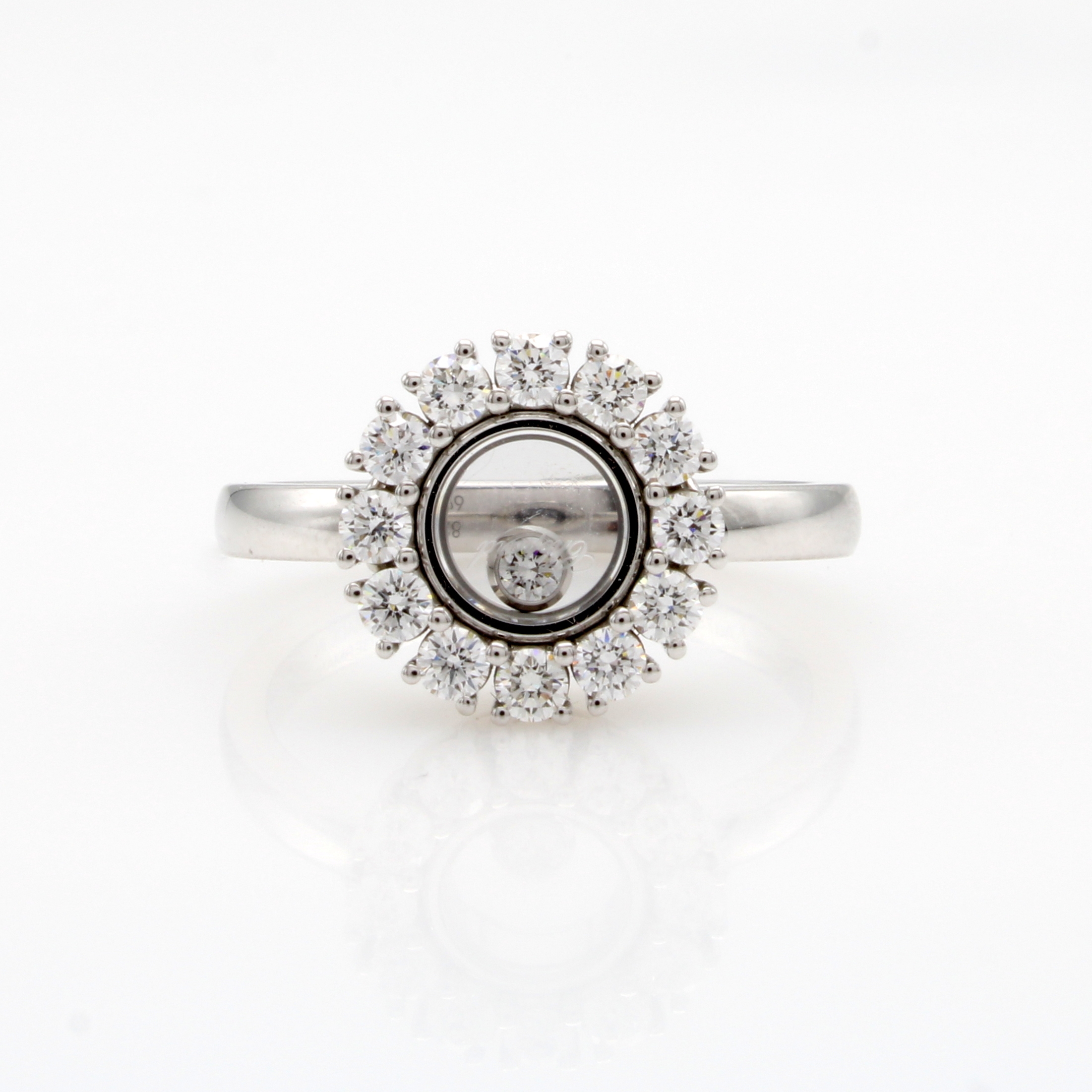 Image 27127887 - Chopard Ring Happy Diamond, WG 750/000, 1 bewegl. Diam. ca. 0.05 ct und 12 Brill. zus. ...