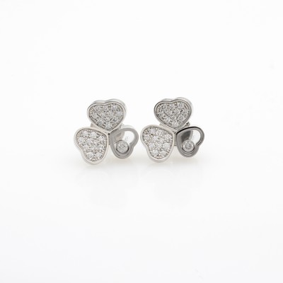 Image Chopard Ohrstecker Happy Hearts, WG 750/000, 2 bewegl. Brill. zus. ca. 0.10 ct und 44 ...
