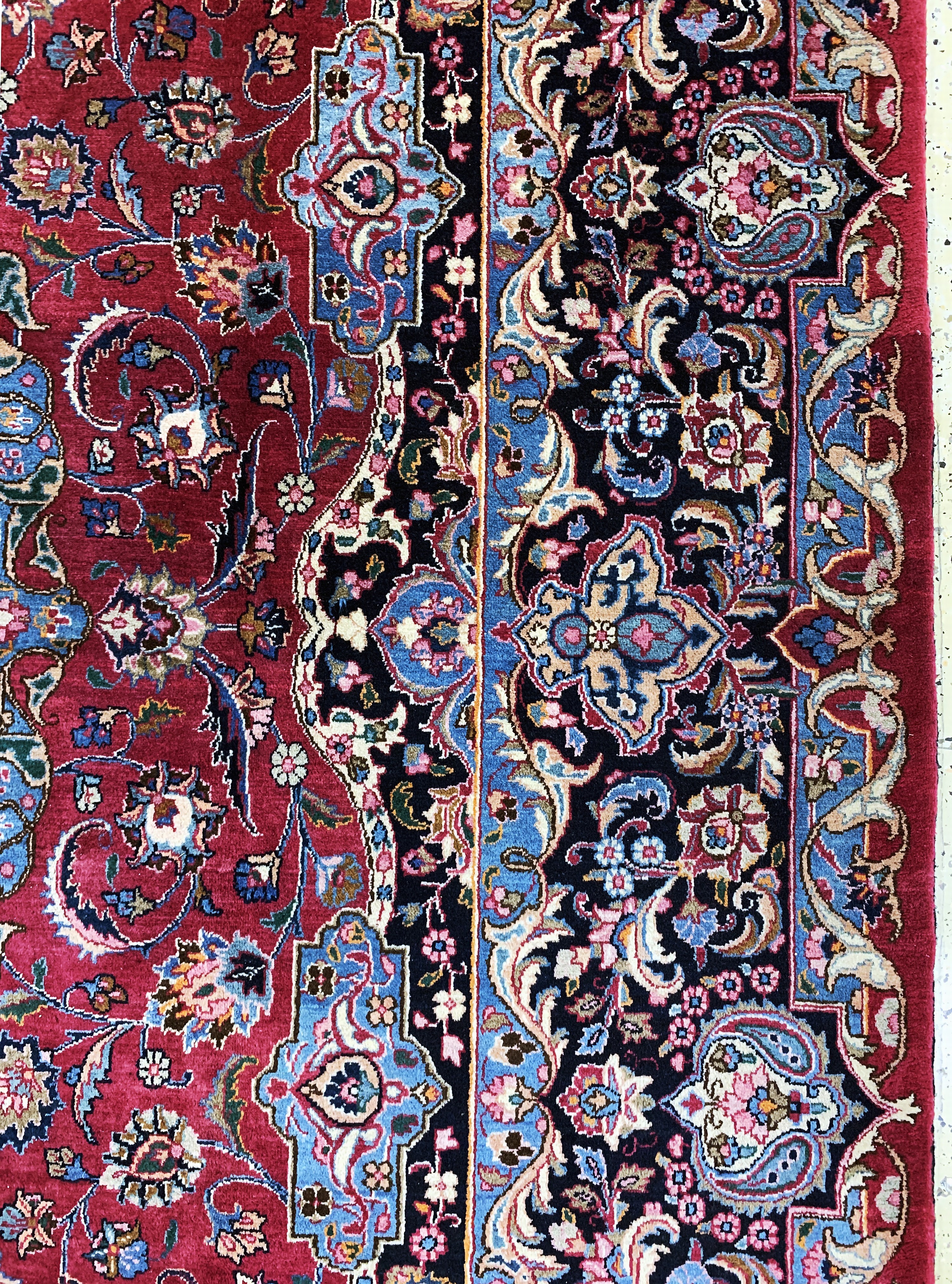 Detail e: Mesched signiert, Persien, Mitte 20.Jhd, Wolle auf Baumwolle, ca. 395 x 295 cm, EHZ: 1-2