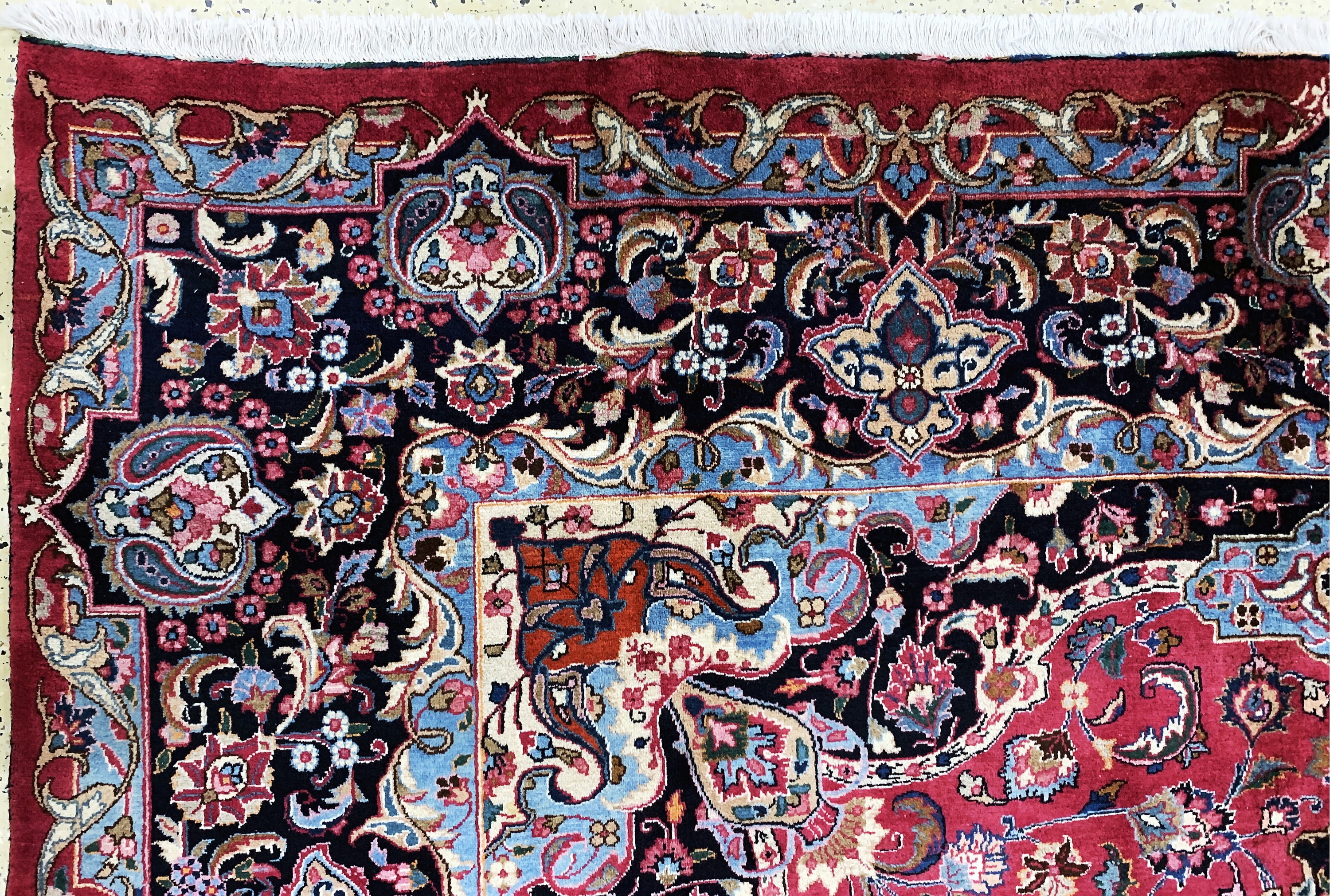 Detail g: Mesched signiert, Persien, Mitte 20.Jhd, Wolle auf Baumwolle, ca. 395 x 295 cm, EHZ: 1-2