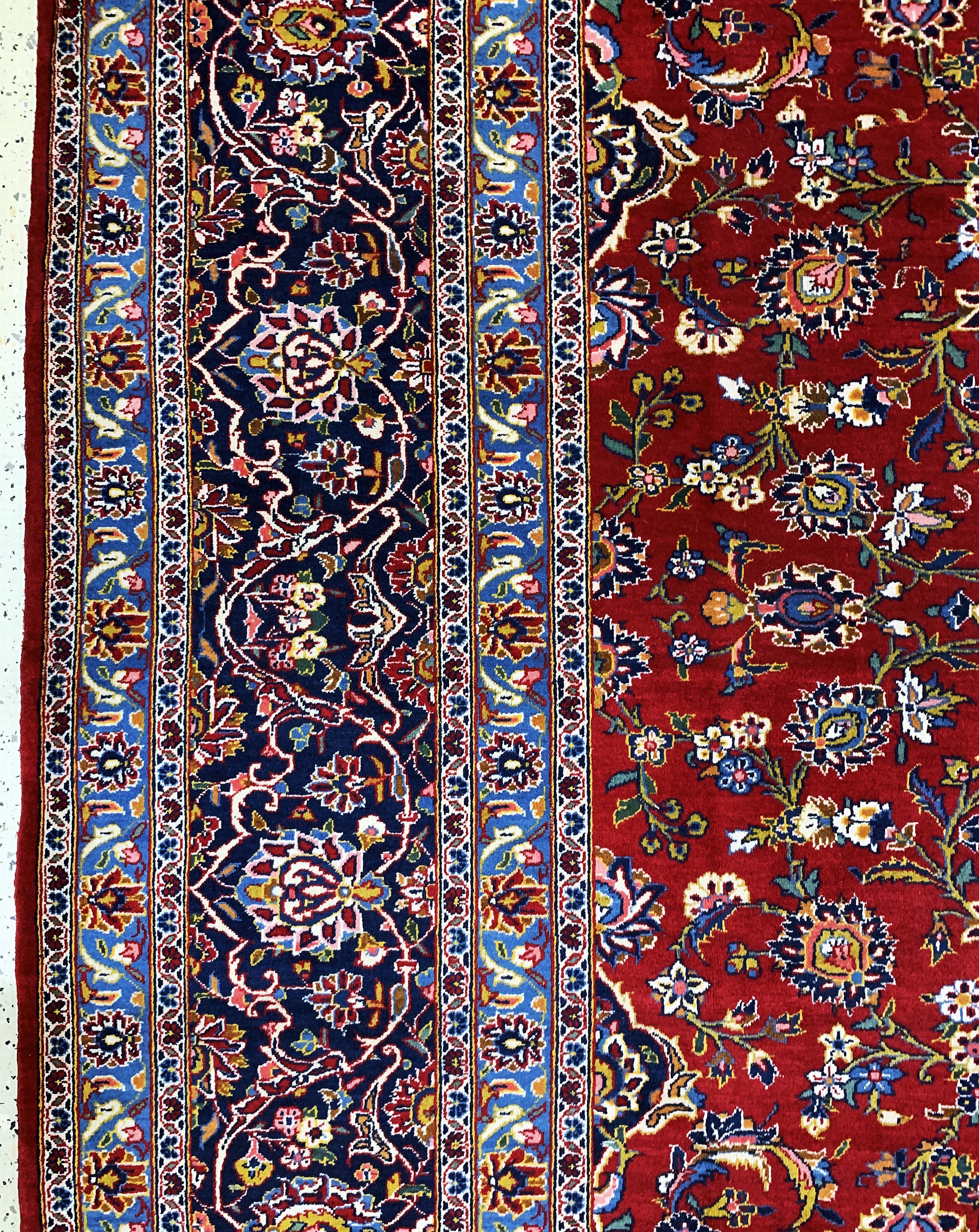 Detail c: Keschan Persien, signiert"Ghoutb", Mitte 20.Jhd, Wolle auf Baumwolle, ca. 400 x 303 cm,EHZ: 1-2