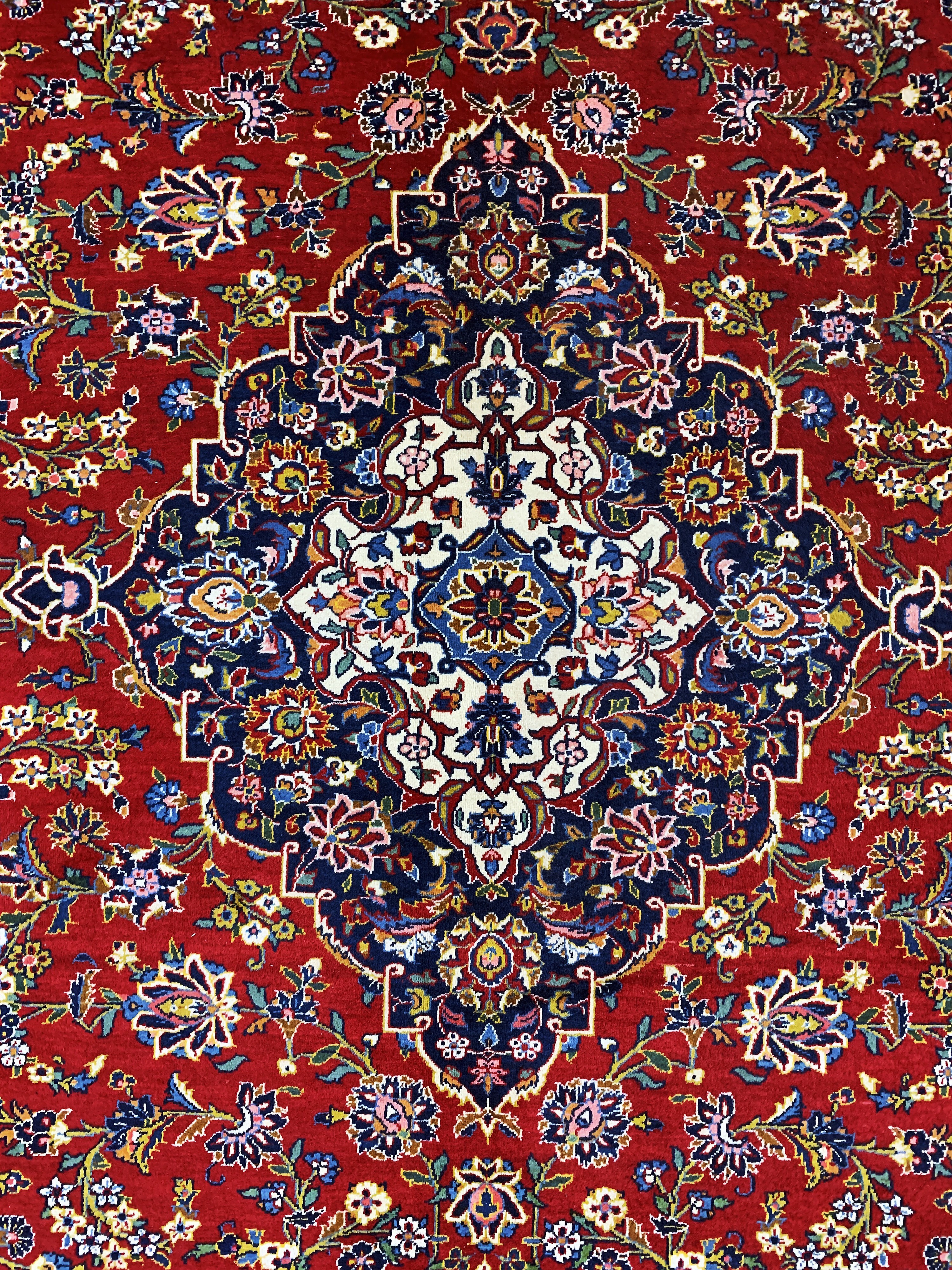 Detail d: Keschan Persien, signiert"Ghoutb", Mitte 20.Jhd, Wolle auf Baumwolle, ca. 400 x 303 cm,EHZ: 1-2
