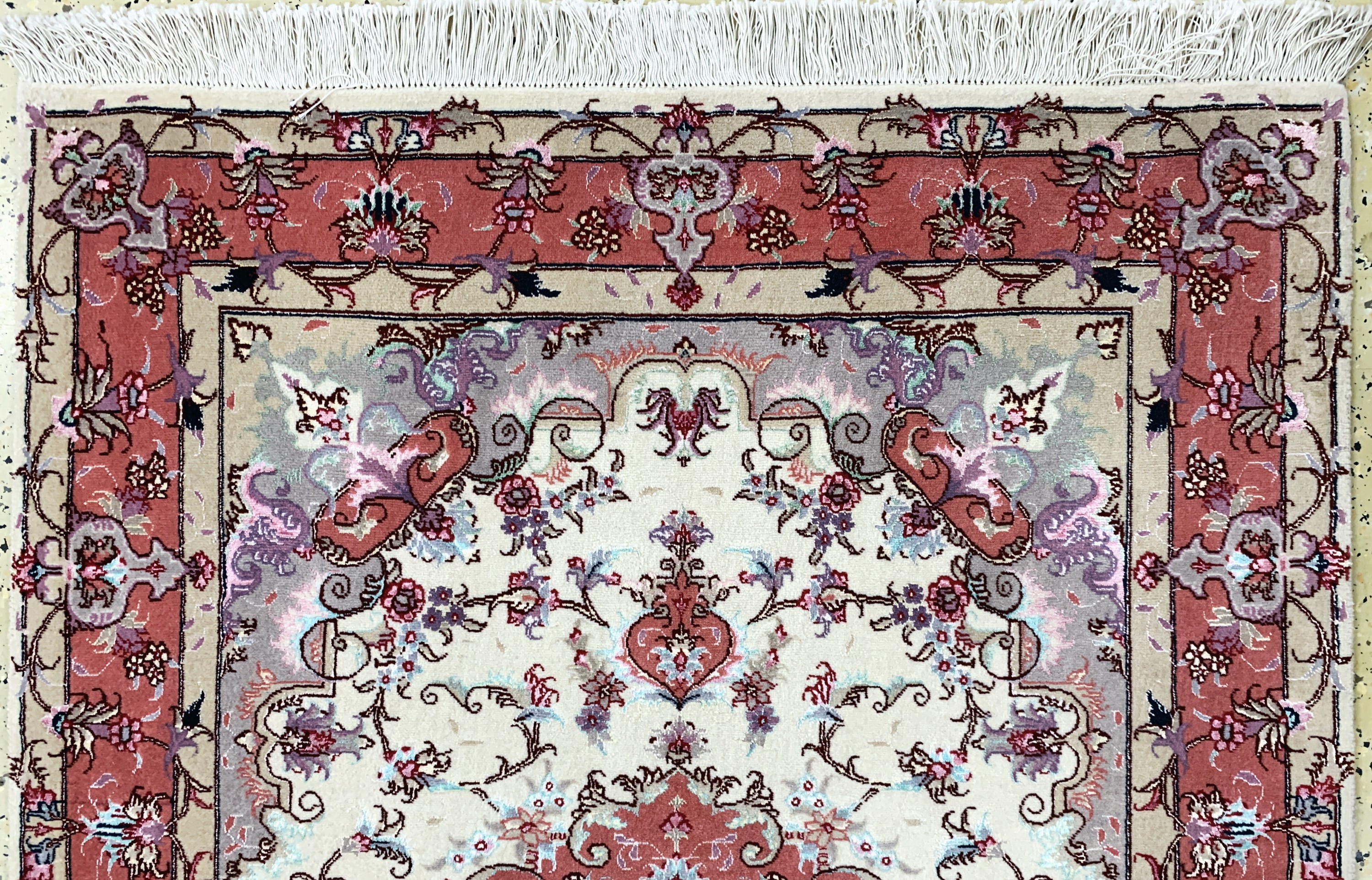 Detail a: Täbriz fein(50 Raj), Persien, Ende 20.Jhd, Korkwolle mit Seide, ca. 149 x 102 cm, ca. 500.000 Kn/qm, EHZ:(nahezu neuwertig)
