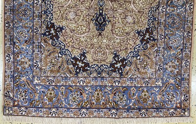 27128346c - Esfahan fein Persien, signiert´Sanaye´, Mitte 20.Jhd, Korkwolle mit und auf Seide, ...