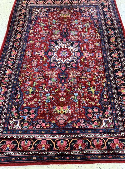 27128347d - Bidjar alt, Persien, Mitte 20.Jhd, Wolle auf Baumwolle, ca. 200 x 138 cm, EHZ: 2 ...