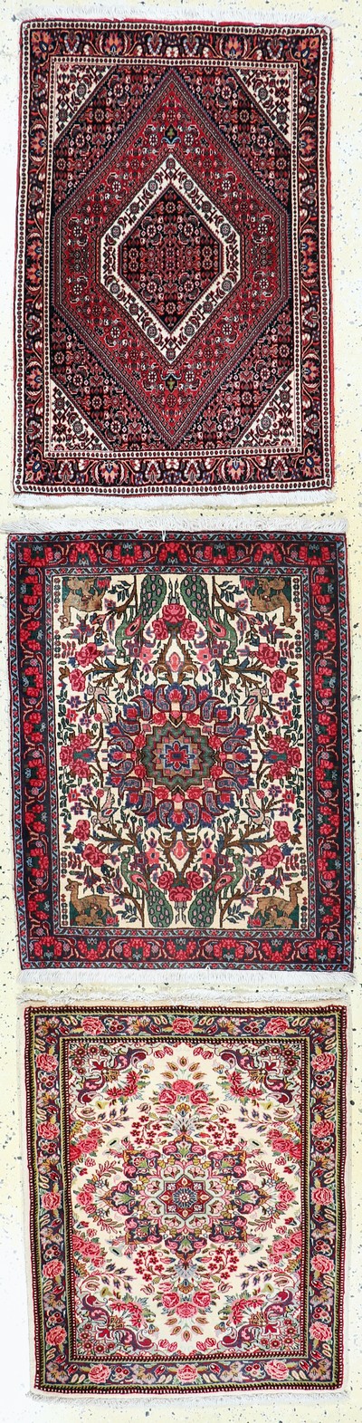 Image 3 lots Bijar fine, Persia, late 20th century, corkwool on cotton, approx. 96 x 77 cm, ...