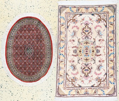 Image 2 lots Tabriz fine(50 Raj), Persia, late 20th century, corkwool with silk, approx. 116 x ...