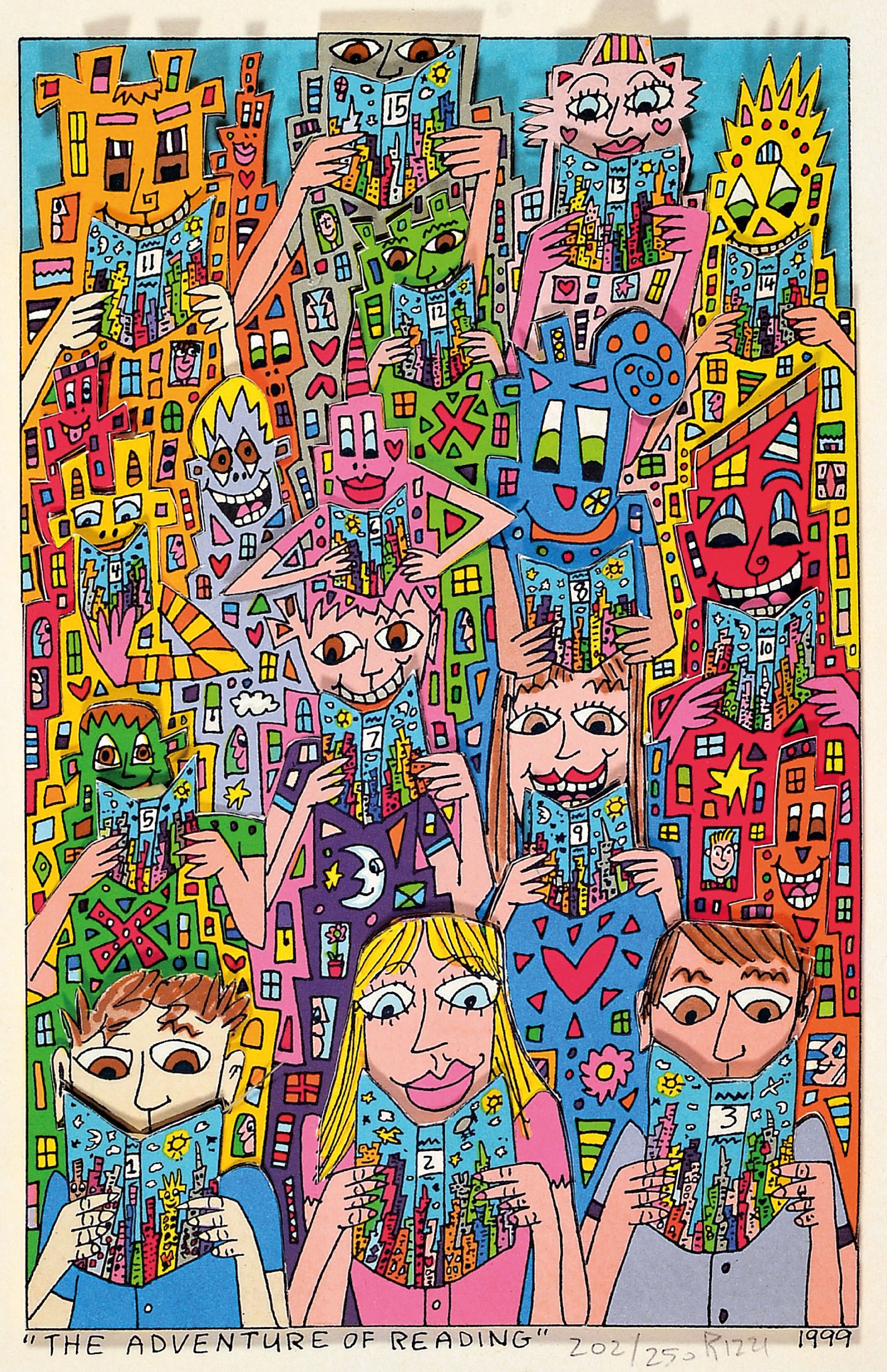 Image 27128528 - James Rizzi, 1950-2011 New York, 3D-Konstruktion/Farblithographie, ´The Adventure of ...