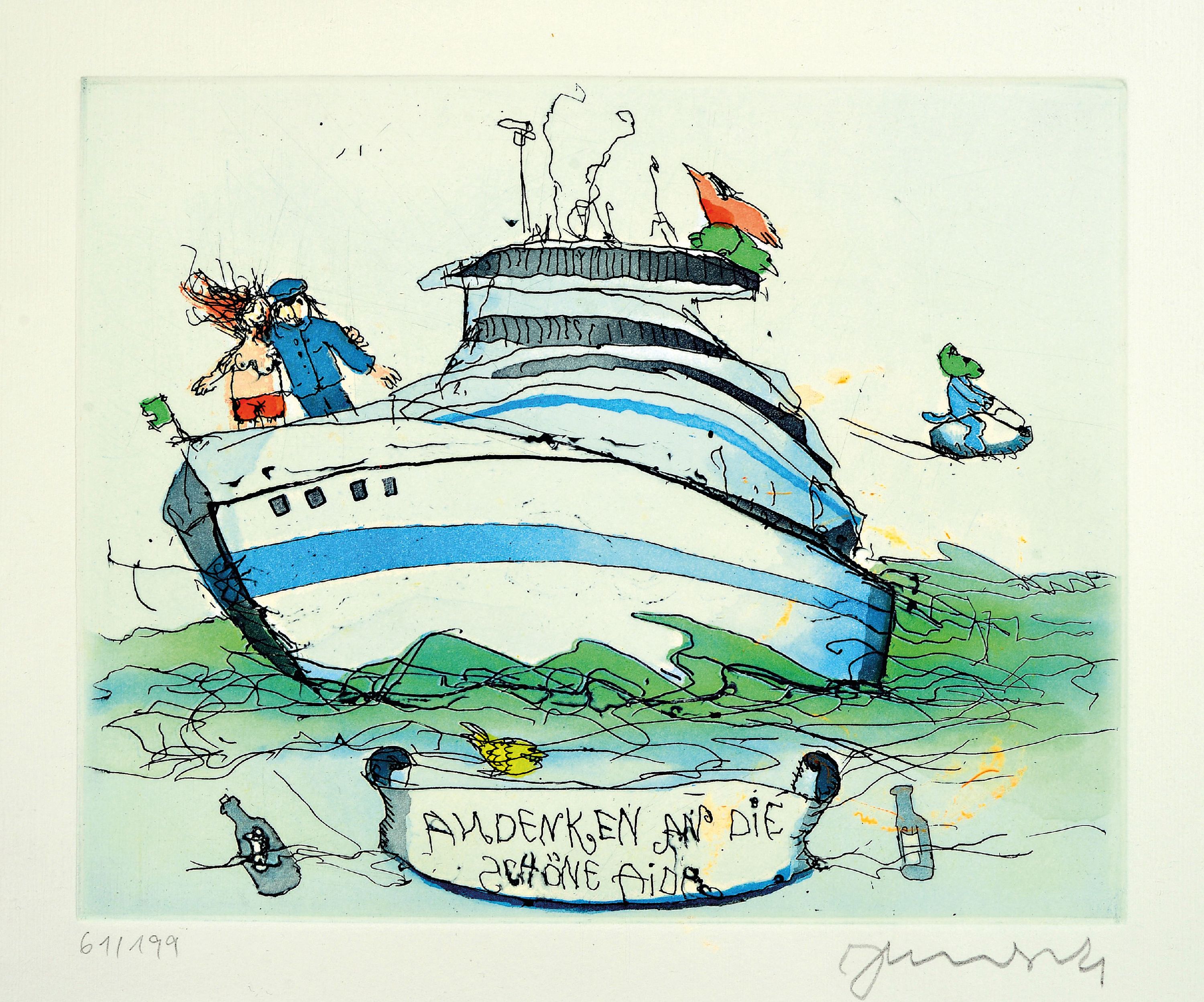 Image 27128562 - Janosch, d.i. Horst Eckert, born 1931 Hindenburg, color etching #´Souvenir of the ...