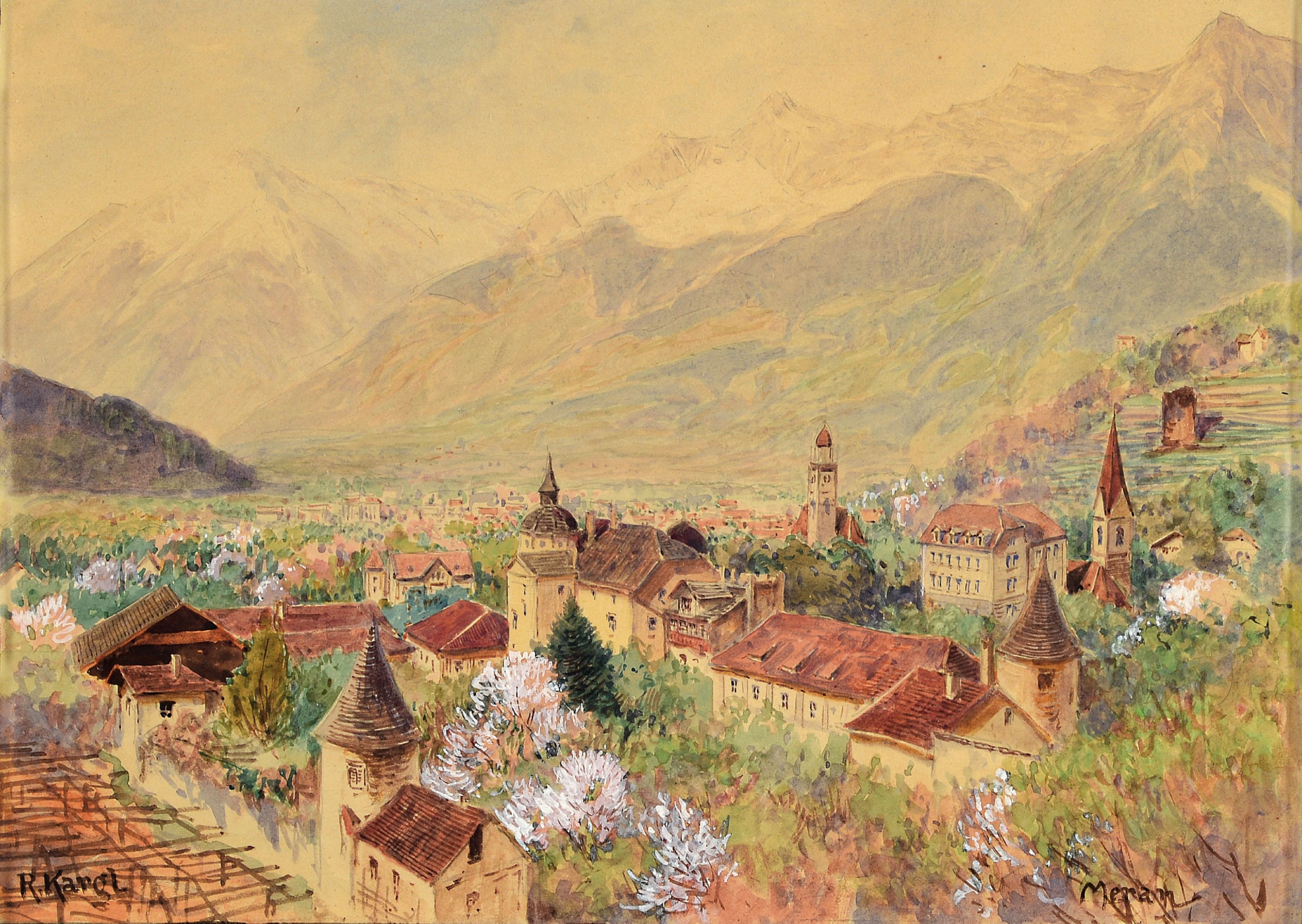 Image 27128569 - Rudolf Kargl, 1878 Wien-1942 Mödling, Aquarell, weiß gehöht, ´Meran´ so bezeichnet, ...