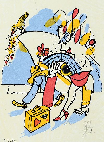 27128556b - Helmut-Feliks Büttner, geb. 1940 Merseburg, 3 Radierungen, ´Ach, lieber Mond´ Ed. ...