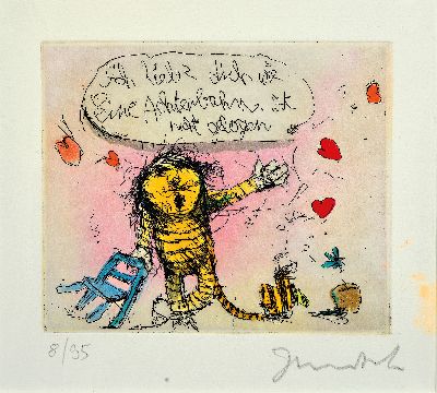 27128561k - Janosch, d.i. Horst Eckert, geb. 1931 Hindenburg, Farbradierung ´Ich liebe dich wie eine ...
