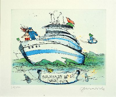 27128562k - Janosch, d.i. Horst Eckert, born 1931 Hindenburg, color etching #´Souvenir of the ...