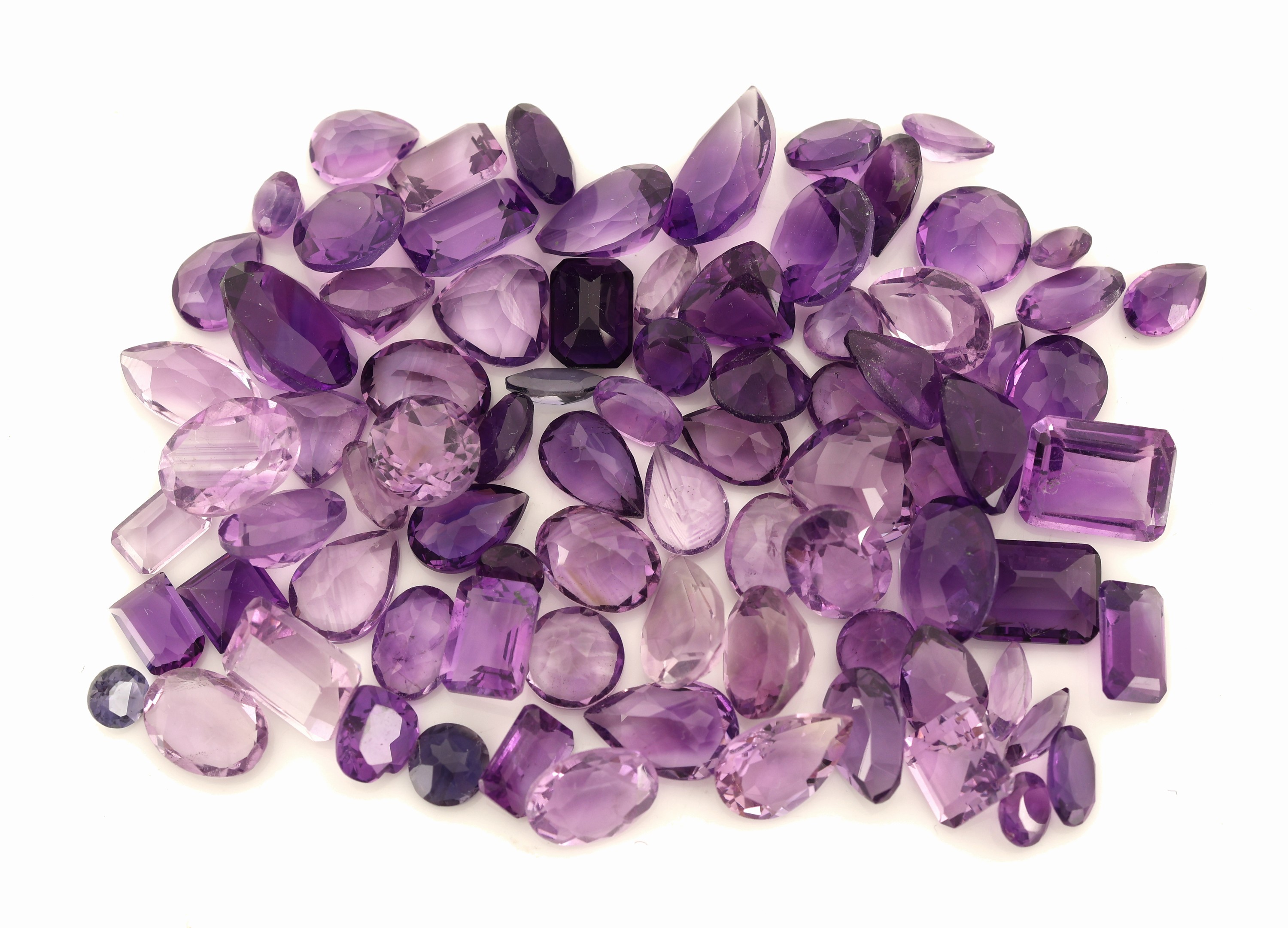 Image 27128689 - lot lose facett. Amethyste zus. ca. 71.95 ct, in versch. Schliffformen, Größen und ...