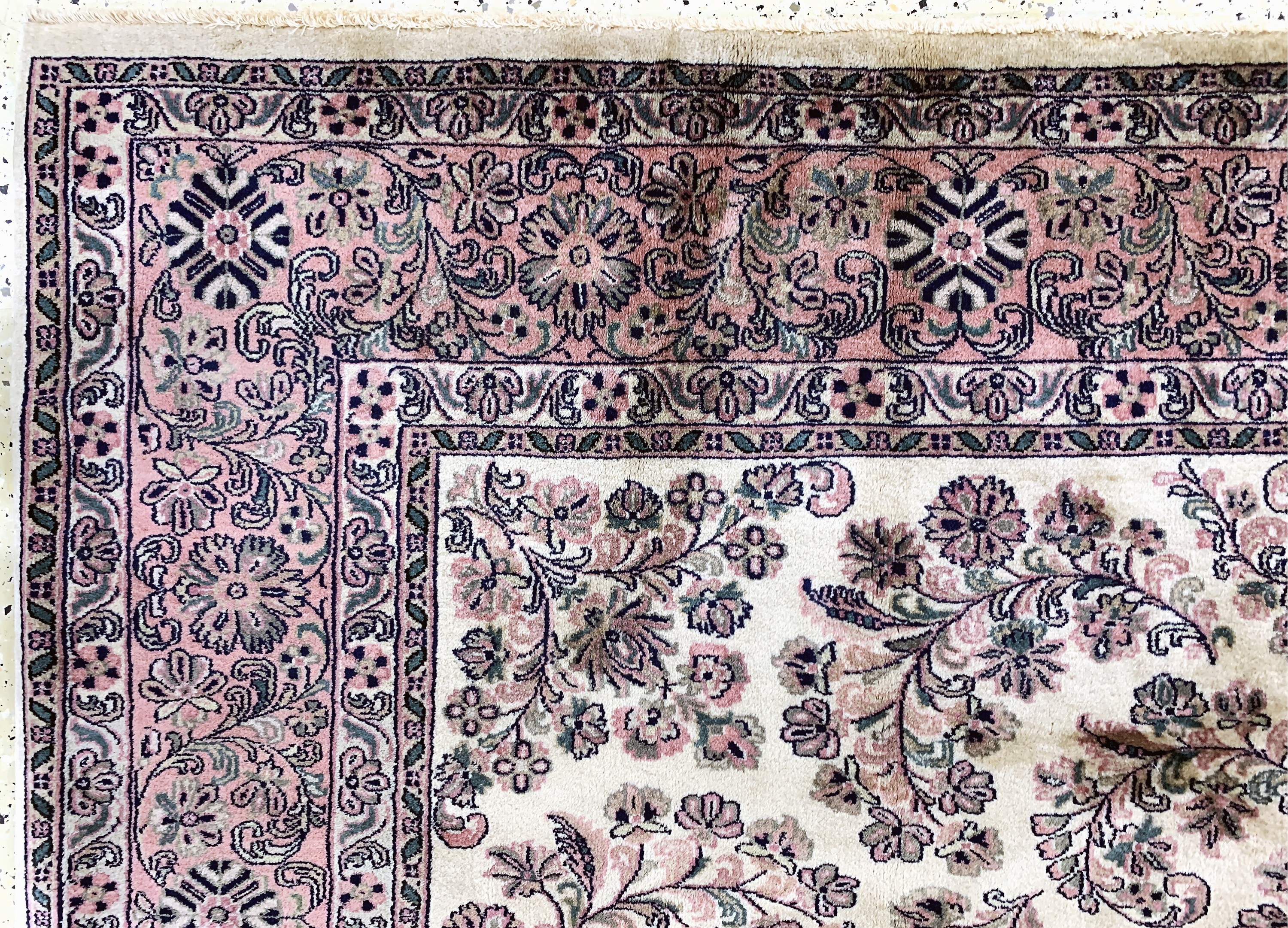 Detail g: Sarogh Kork fein, Indien, Ende 20.Jhd, Korkwolle auf Baumwolle, ca. 288 x 237 cm, EHZ: 1-2