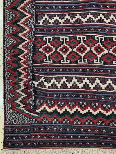 27128628b - Sirdjan Kelim, Persien, Mitte 20.Jhd, Wolleauf Wolle, ca. 242 x 163 cm, EHZ: 2 ...