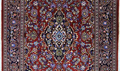 27128631b - Kashan cork, Persia, late 20th century, corkwool on cotton, approx. 213 x 140 cm, ...
