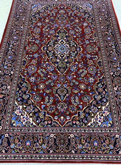 27128631d - Kashan cork, Persia, late 20th century, corkwool on cotton, approx. 213 x 140 cm, ...