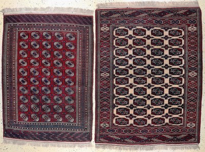 Image 2 Lots Turkmenen, Turkmenistan, Mitte 20.Jhd, Wolle auf Wolle, ca. 195 x 141 cm & ca. ...