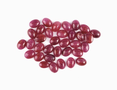 Image Lot lose Rubine zus. ca. 51.59 ct, ovale Cabochons in versch. Größen und Farb- nuancen