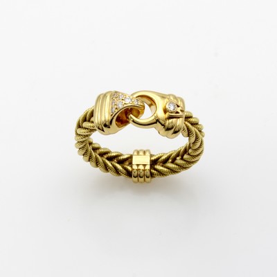 27128662a - Wellendorff Ring Goldseide mit Brillanten, GG 750/000, von Hand gewickelt, Brill. zus. ...