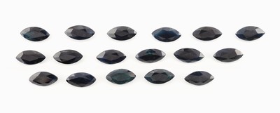 Image Lot loose sapphires total approx. 21.65 ct,bevelled marquises, different sizes and ...
