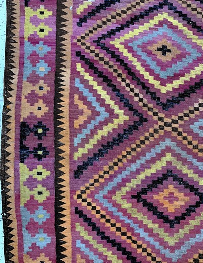 27128679c - Maymaneh Kelim, Afghanistan, Anfang 20.Jhd,Wolle auf Wolle, ca. 420 x 274 cm, EHZ: 2 ...