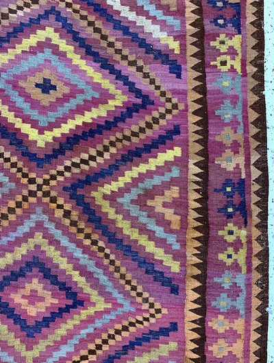 27128679e - Maymaneh Kelim, Afghanistan, Anfang 20.Jhd,Wolle auf Wolle, ca. 420 x 274 cm, EHZ: 2 ...