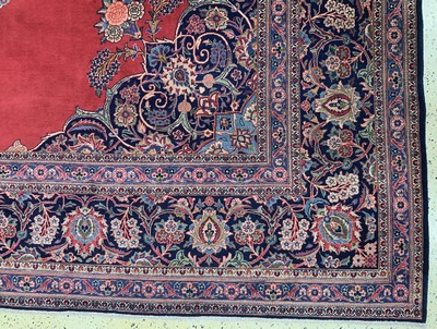 27128686a - Keschan Kork, Persien, Anfang 20.Jhd, Wolleauf Baumwolle, ca. 406 x 316 cm, EHZ: 2 ...