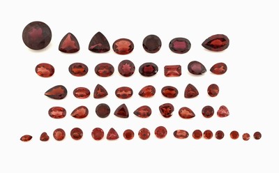Image Lot loose bevelled garnets total approx. 35.71 ct, different shapes, sizes and colour ...