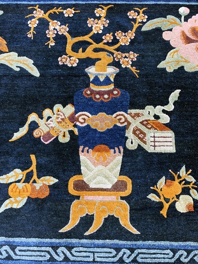27128693e - Pao Tow antik, China, um 1900, Wolle auf Baumwolle, ca. 211 x 137 cm, EHZ: 1-2 ...
