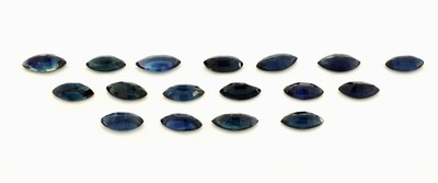 27128696a - Lot lose facett. Saphire zus. ca. 9.03 ct, Navettes, versch. Farbnuancen